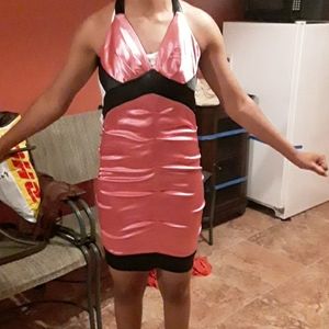 Pink and black sexy club dress